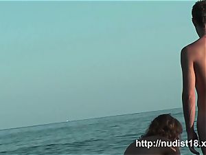magnificent nymph spy at beach cute donk naturist shots
